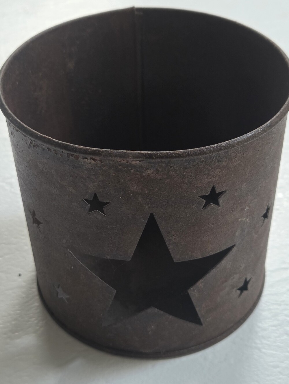 Rustic Metal 4 1/2" X 4 1/2" Votive Candle Holder w/ Cutout Star Design